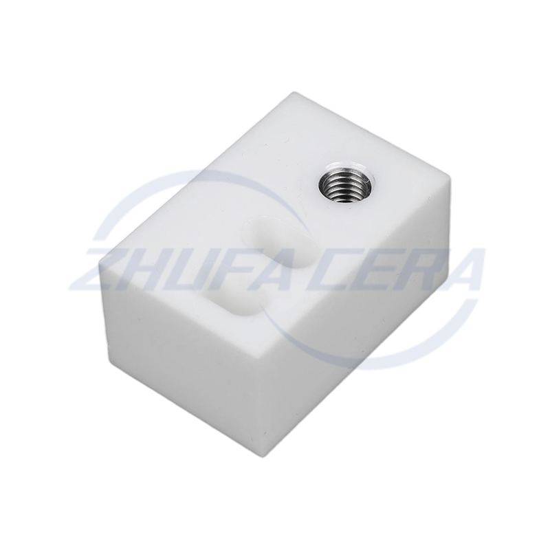 Ceramiczny blok pozycjonujący z tlenku cyrkonu z metalową gwintowaną okładziną